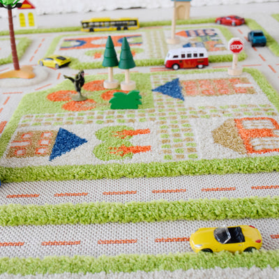 IVI 3D Play Carpet 71 x 52.5-inch Green Traffic Floor Rug Mat for Kids, Large - VMInnovations