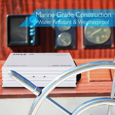 Pyle PLMRA410BT Bluetooth 400 Watt 4 Channel Waterproof Marine Boat Amplifier