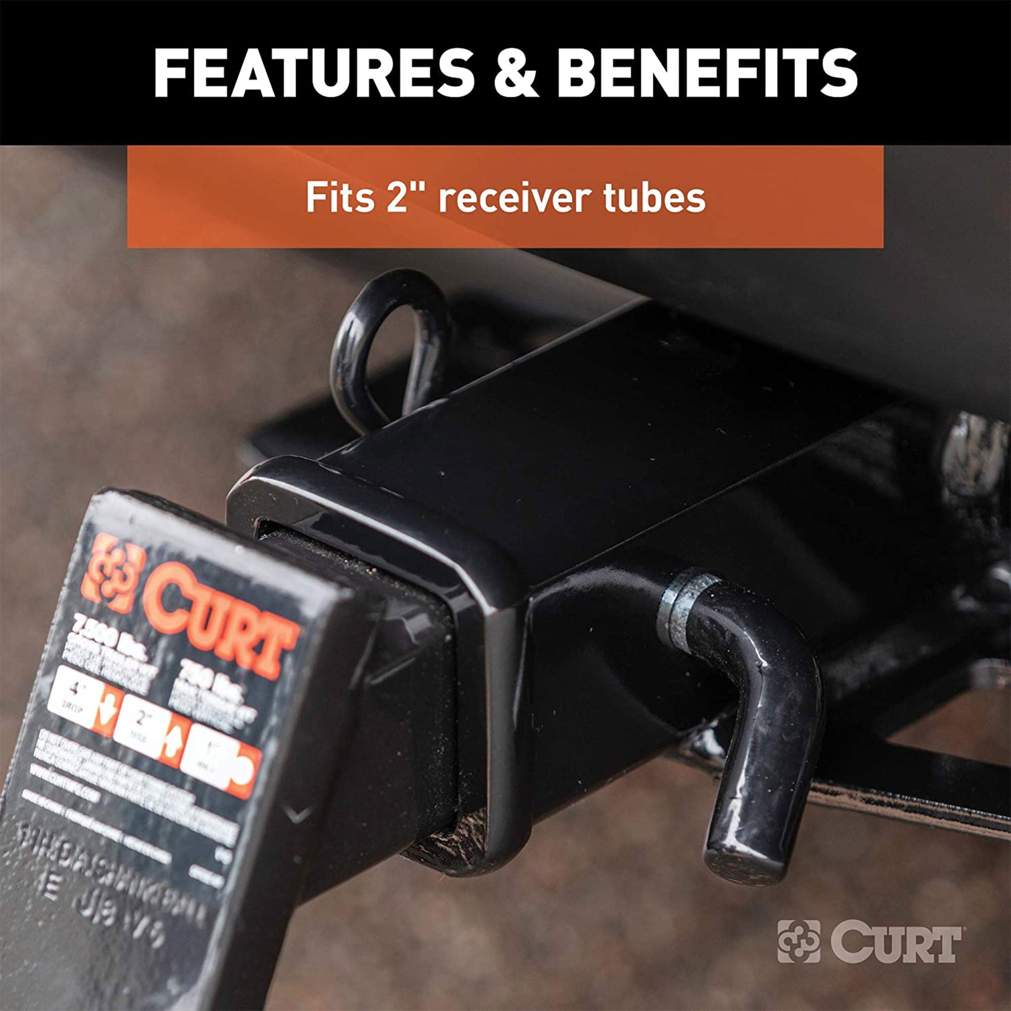 CURT 21510 Trailer 5/8-Inch Hitch Pin and Clip Set, Fits 2 Inch Receiver Tubes + CURT 22272 Rubber Trailer Hitch Tube Cover, Fits 2 Inch Receiver Tube, Black