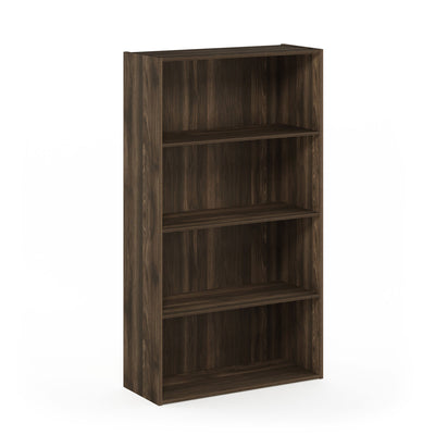 Furinno Pasir 4 Tier Open Storage Bookshelf Wood Bookcase Shelf, Columbia Walnut