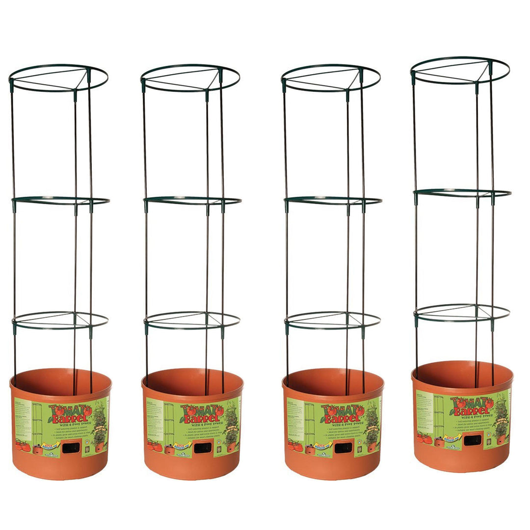 Hydrofarm GCTB Tomato Pot Garden Planting System with 4 Foot Trellis (4 Pack) - VMInnovations