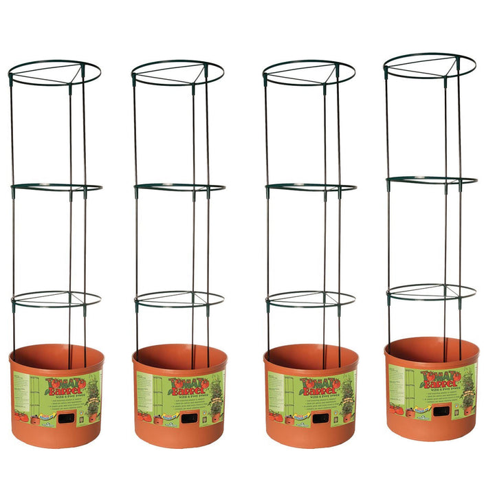Hydrofarm GCTB Tomato Pot Garden Planting System with 4 Foot Trellis (4 Pack) - VMInnovations