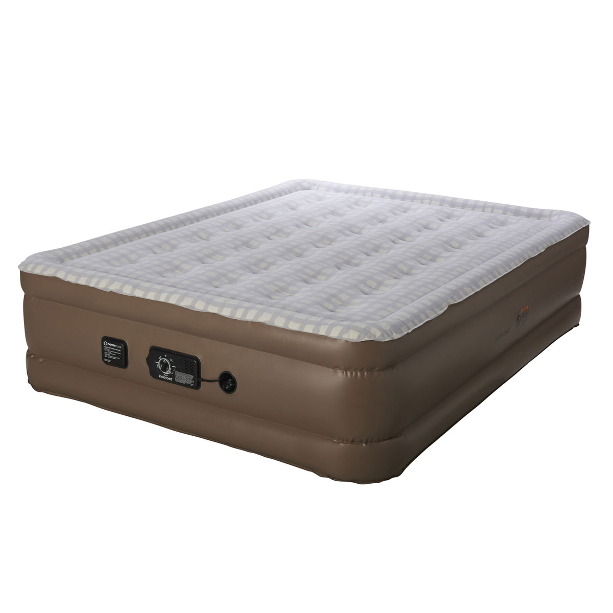 Insta-Bed Raised Inflatable Queen Air Bed with neverFLAT Pump, Plaid (Used)