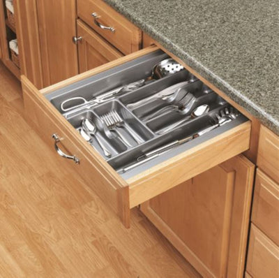 Rev-A-Shelf GCT-3S-52 Plastic Compartment Cutlery Tray Insert Organizer, Silver