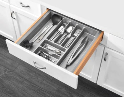 Rev-A-Shelf GCT-4S-52 Plastic Compartment Cutlery Tray Insert Organizer, Silver