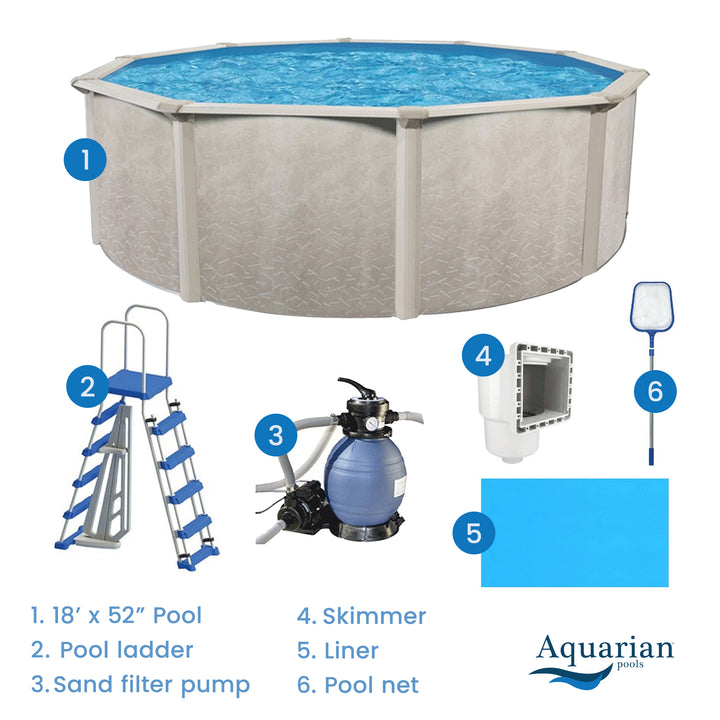Aquarian Phoenix 18' x 52" Above Ground Swimming Pool w/Pump, Ladder & Hardware - VMInnovations