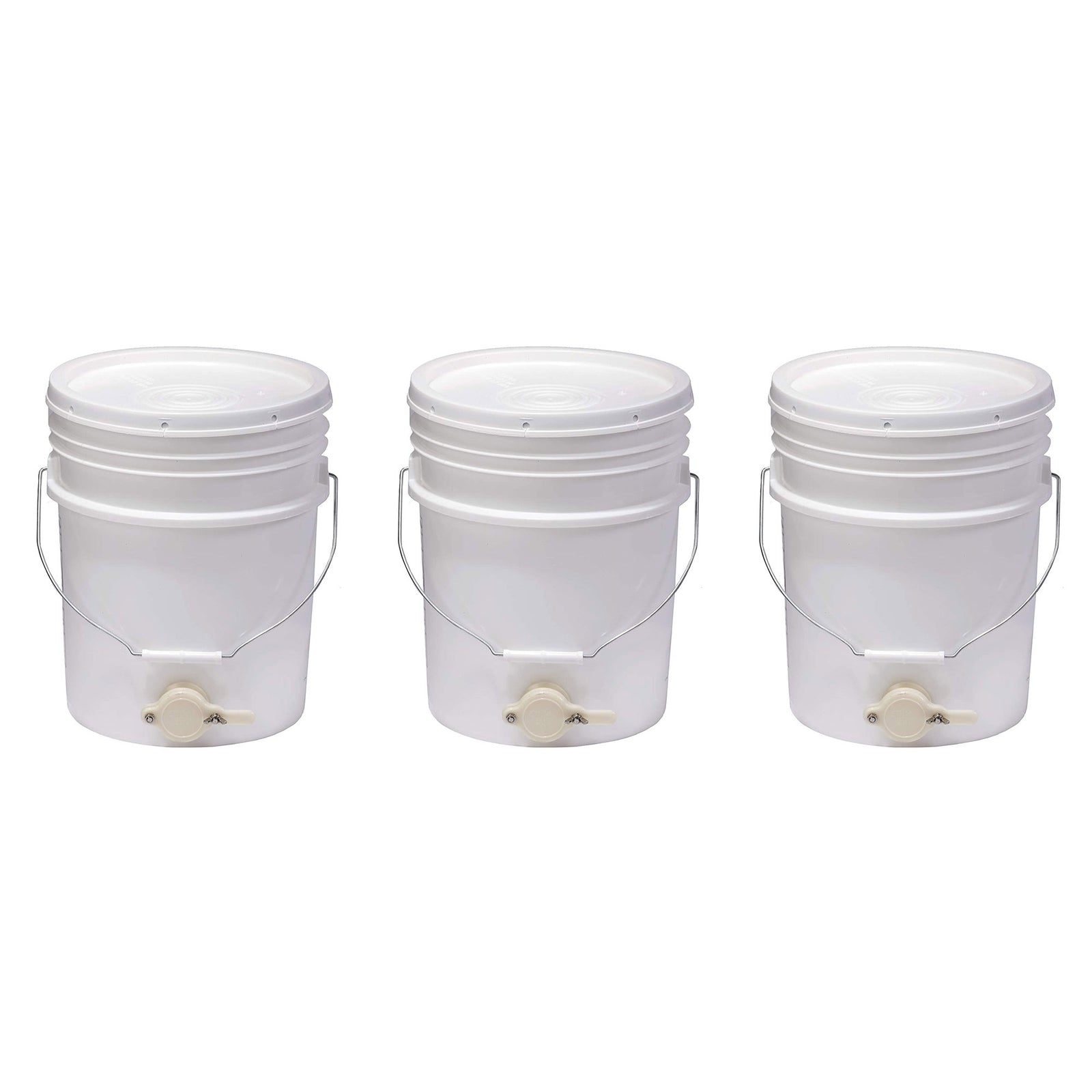 Little Giant BKT5 Plastic Honey Bucket w/ Gate for Beekeeping, 5 Gallon (3 Pack) - VMInnovations