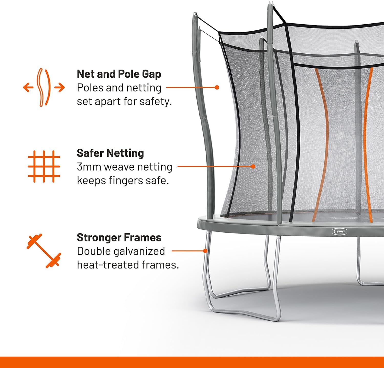 VULY 12 Ft Ultra Outdoor Trampoline with No Gap Netting, and Safety Padding - VMInnovations