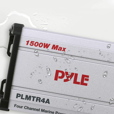 Pyle Waterproof 1500 W 4 Channel Marine Power Audio Amplifier for Boats (2 Pack)