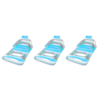 Swimline Swimming Pool Inflatable Floating Lounge Chair with Cupholders (3 Pack)