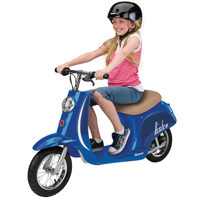 Razor Pocket Mod Electric Retro Scooter + Youth Sport Helmet + Elbow & Knee Pads