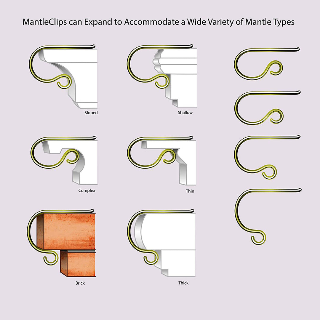 Haute Decor MantleClip Stocking Holder with Metal Holiday Icons, Black (4 Pack) - VMInnovations