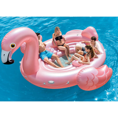 Intex Flamingo Party Inflatable Pool Float + 120V AC Electric Air Pump