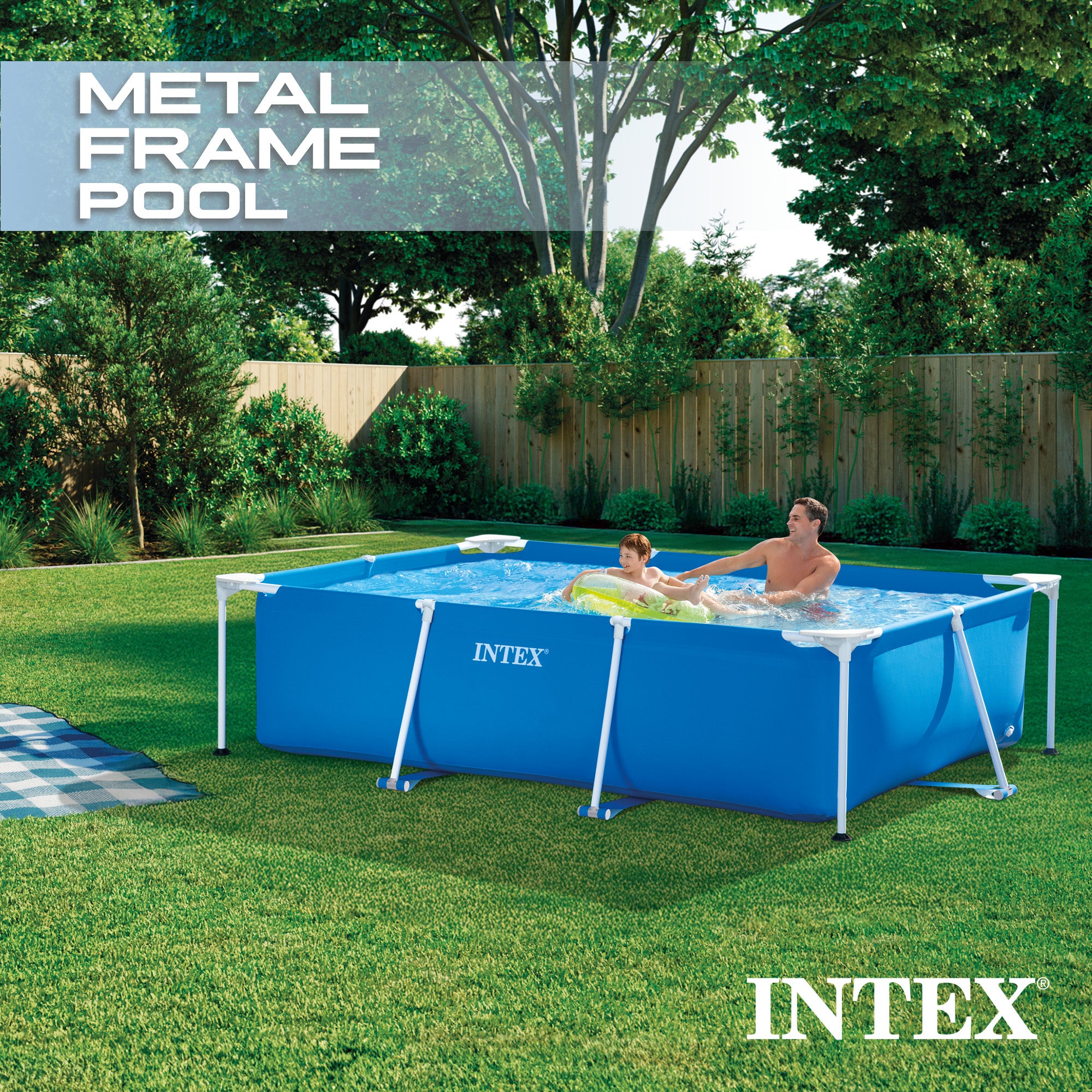 Intex 8.5'x26" Rectangular Frame Above Ground Backyard Swimming Pool (Open Box)