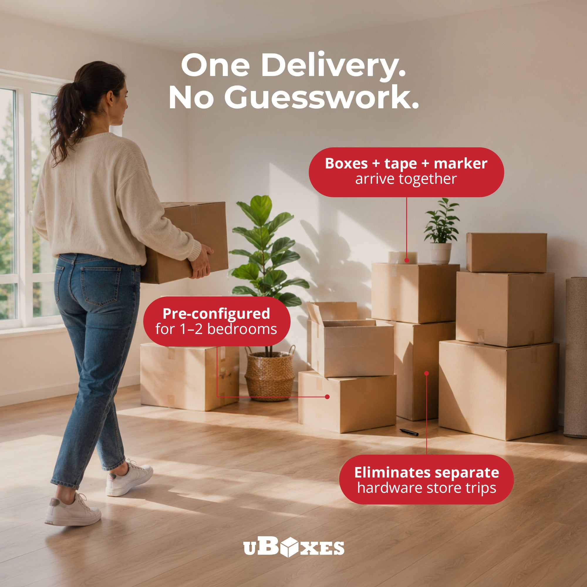 UBMOVE 2 Room Moving Kit, 30 Corrugated Cardboard Boxes with Packing Supplies - VMInnovations