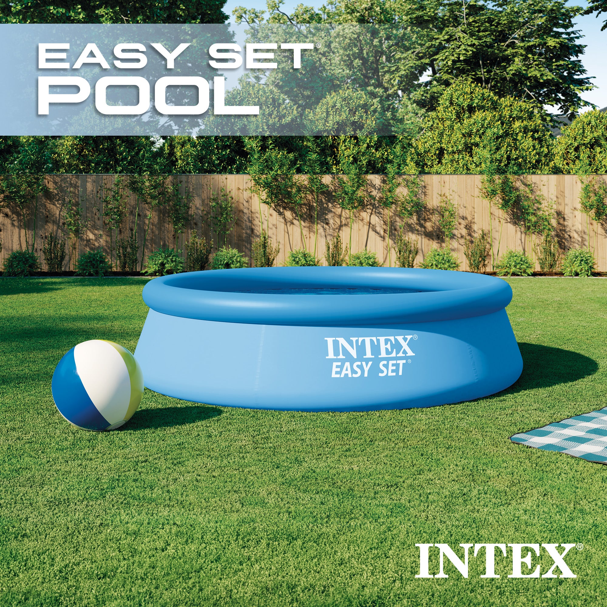 Intex Easy Set 10 Foot x 30 Inch Above Ground Inflatable Round Swimming Pool