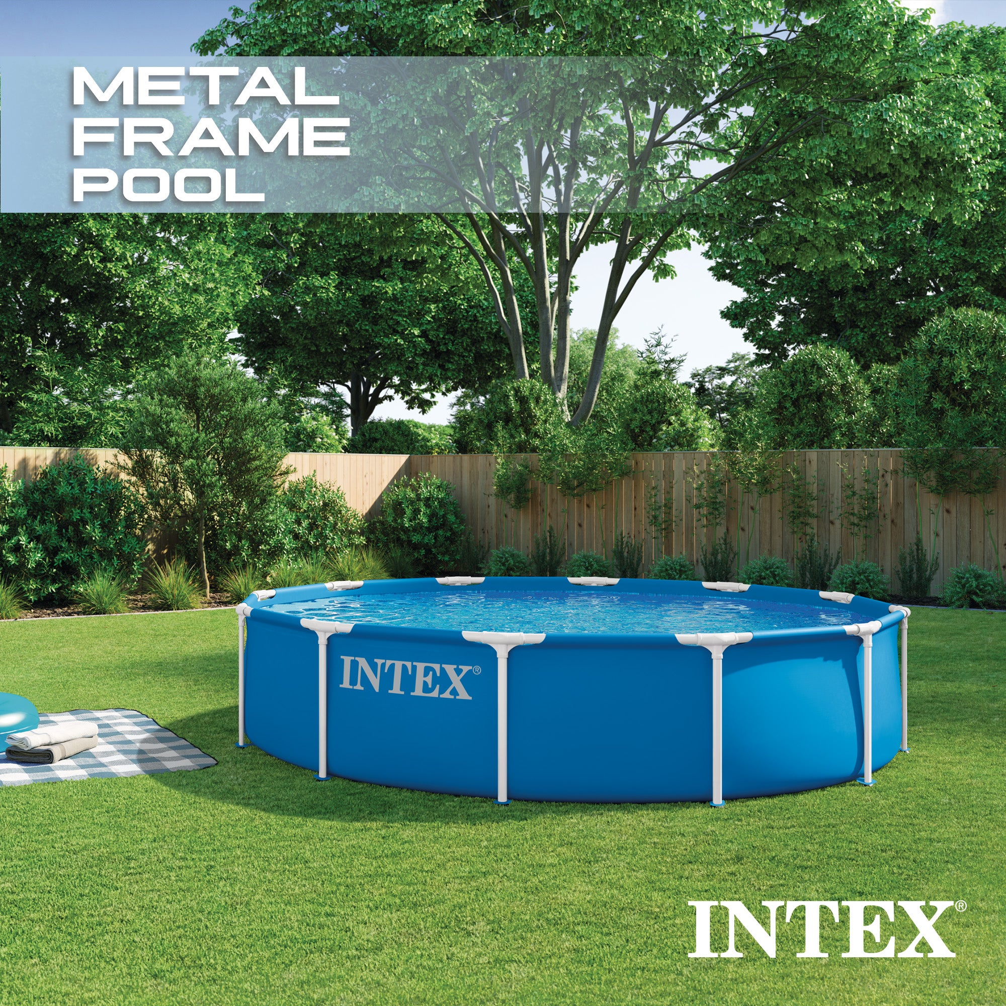 Intex 12ft x 30in Metal Frame Above Ground Pool Set w Filter Pump (For Parts)