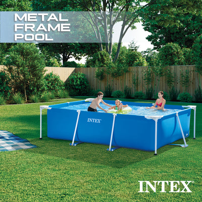 Intex 9.8' x 29.5" Rectangular Frame Above Ground Outdoor Backyard Swimming Pool