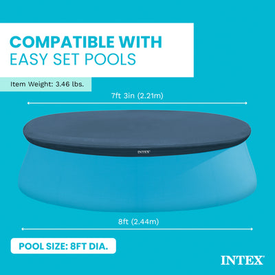 Intex 7.3 Ft Above Ground Swimming Pool Vinyl Round Cover Tarp, No Pool Included