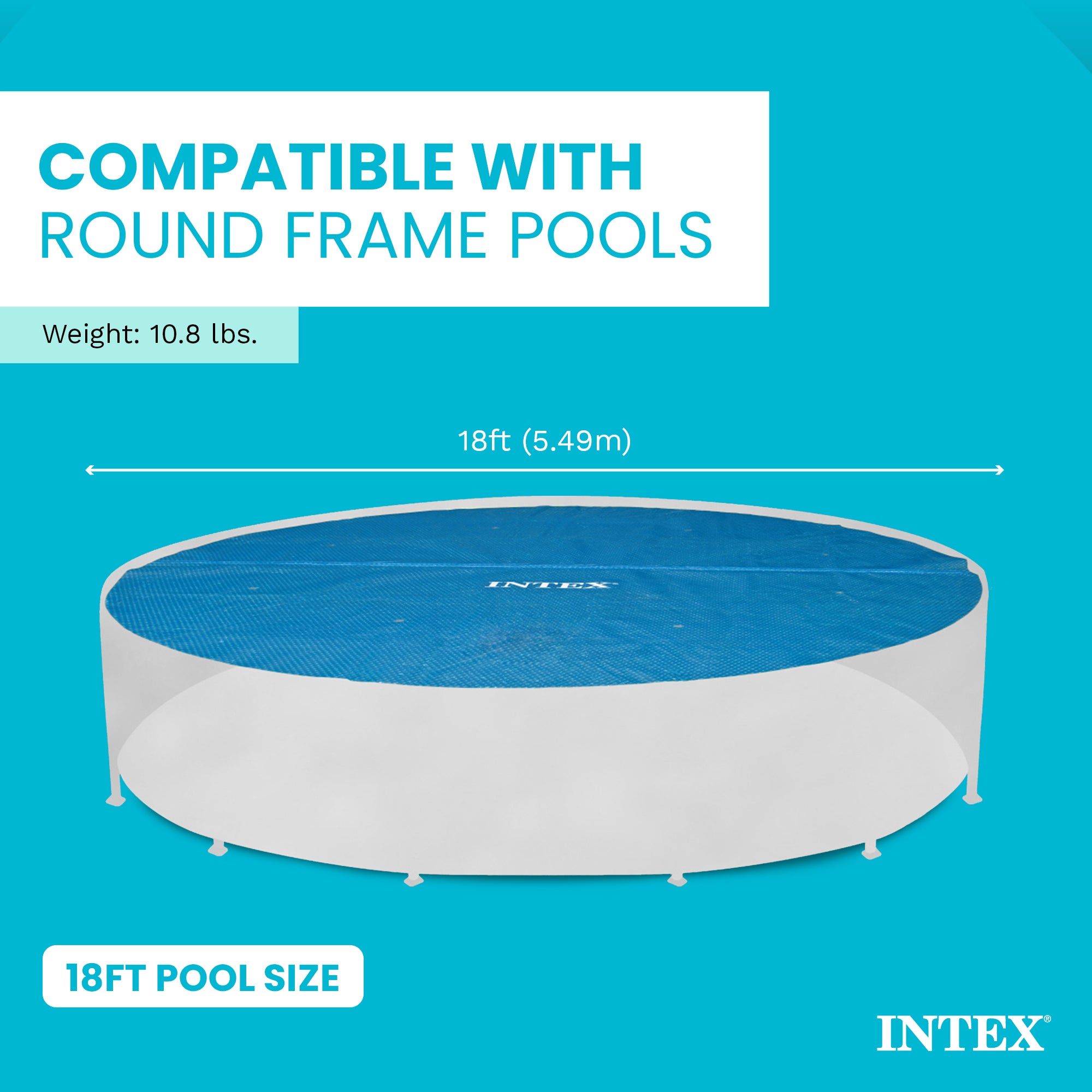 Intex 18 Ft Round Easy Set Blue Solar Cover for Swimming Pools, Pool Cover Only