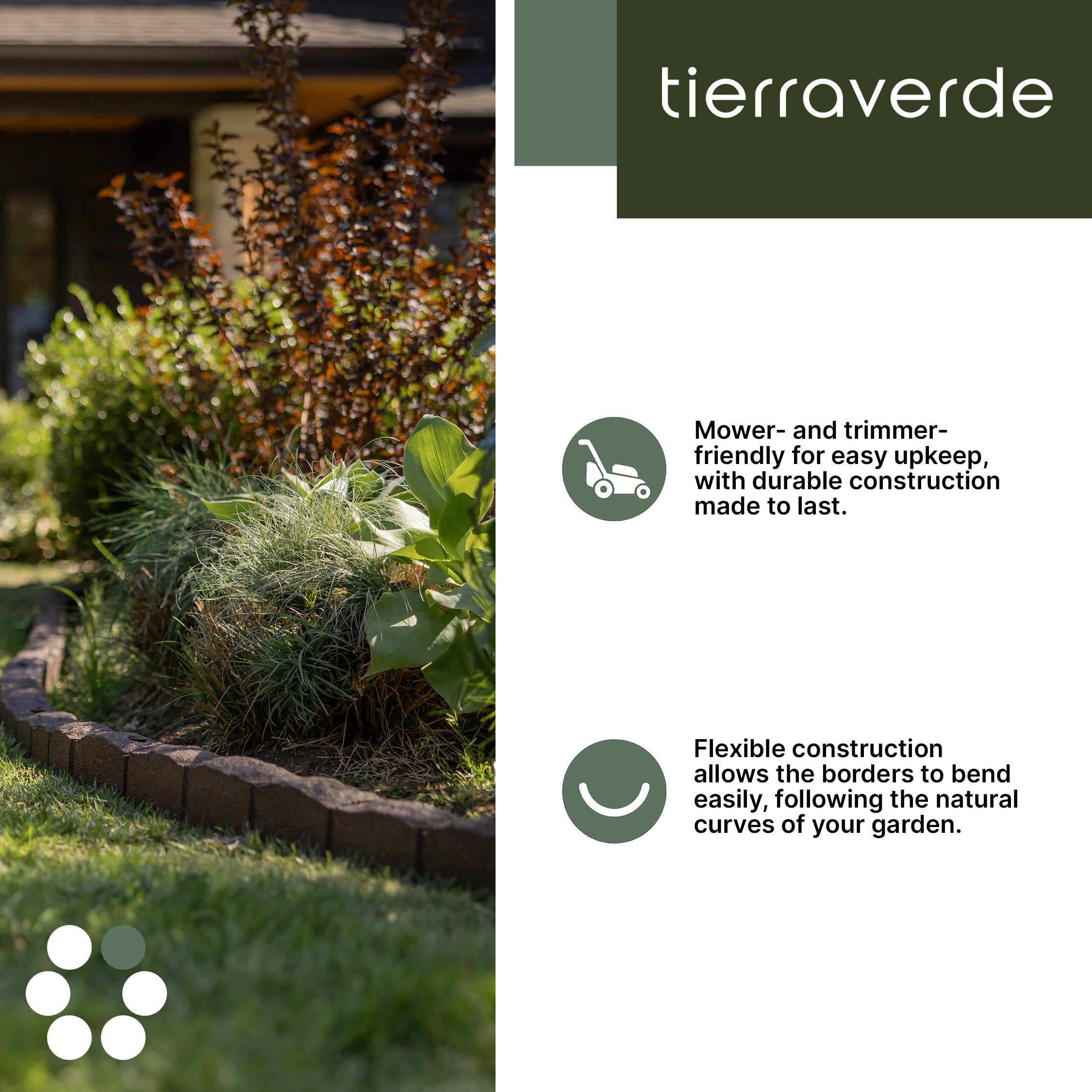 Tierra Verde 48"L Roman Stone Recycled Rubber Garden Border Kit, Earth, 2-Pack - VMInnovations