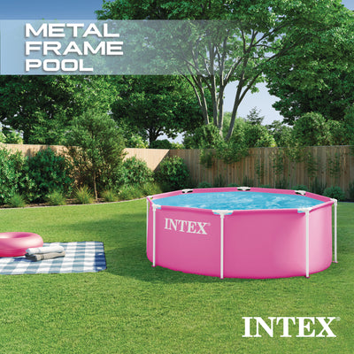 INTEX 28290EP 8Ft X 30In Pink Metal Frame Above Ground Swimming Pool, Pool Only