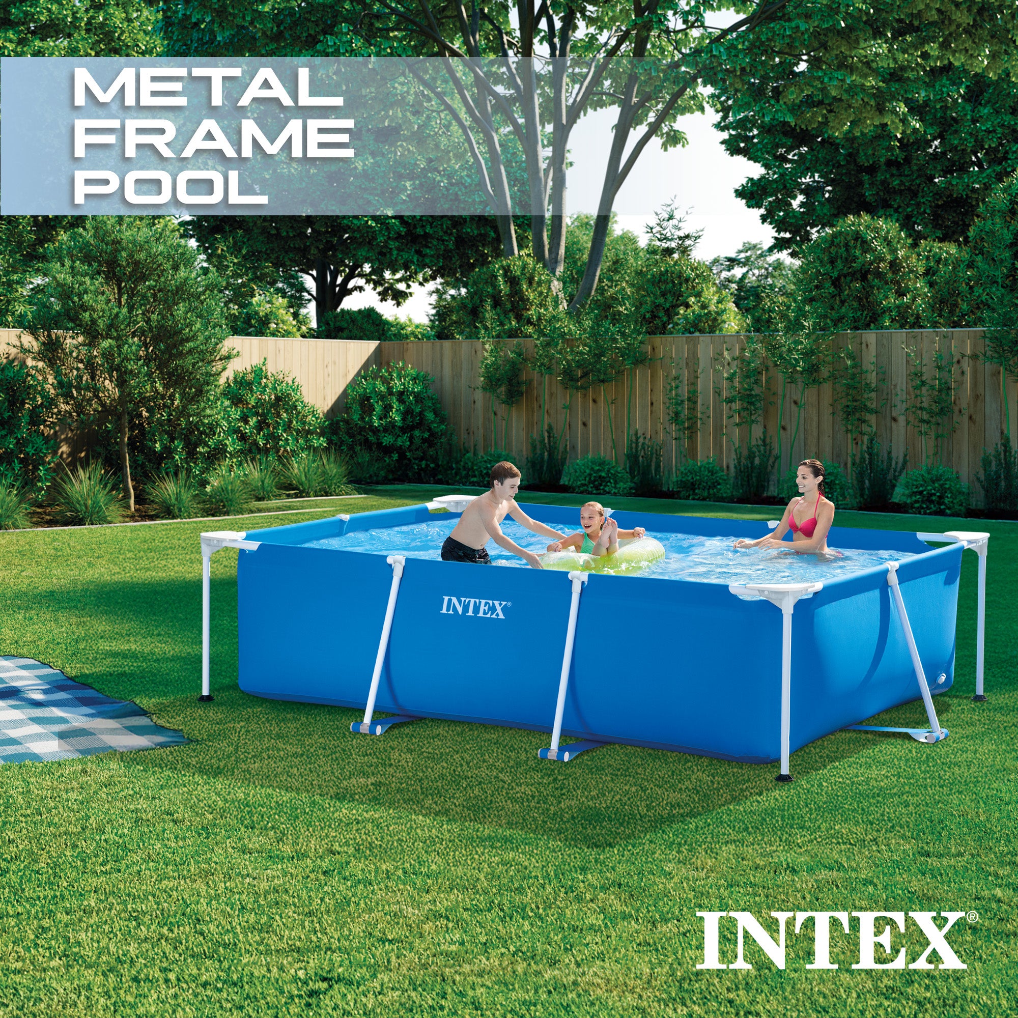 Intex 9.8'x29.5" Rectangular Frame Above Ground Outdoor Swimming Pool(Open Box) - VMInnovations