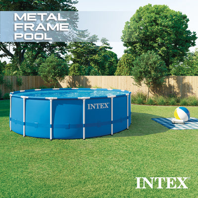 Intex 28241EH 15ft x 48in Metal Frame Above Ground Pool Set with Pump & Cover