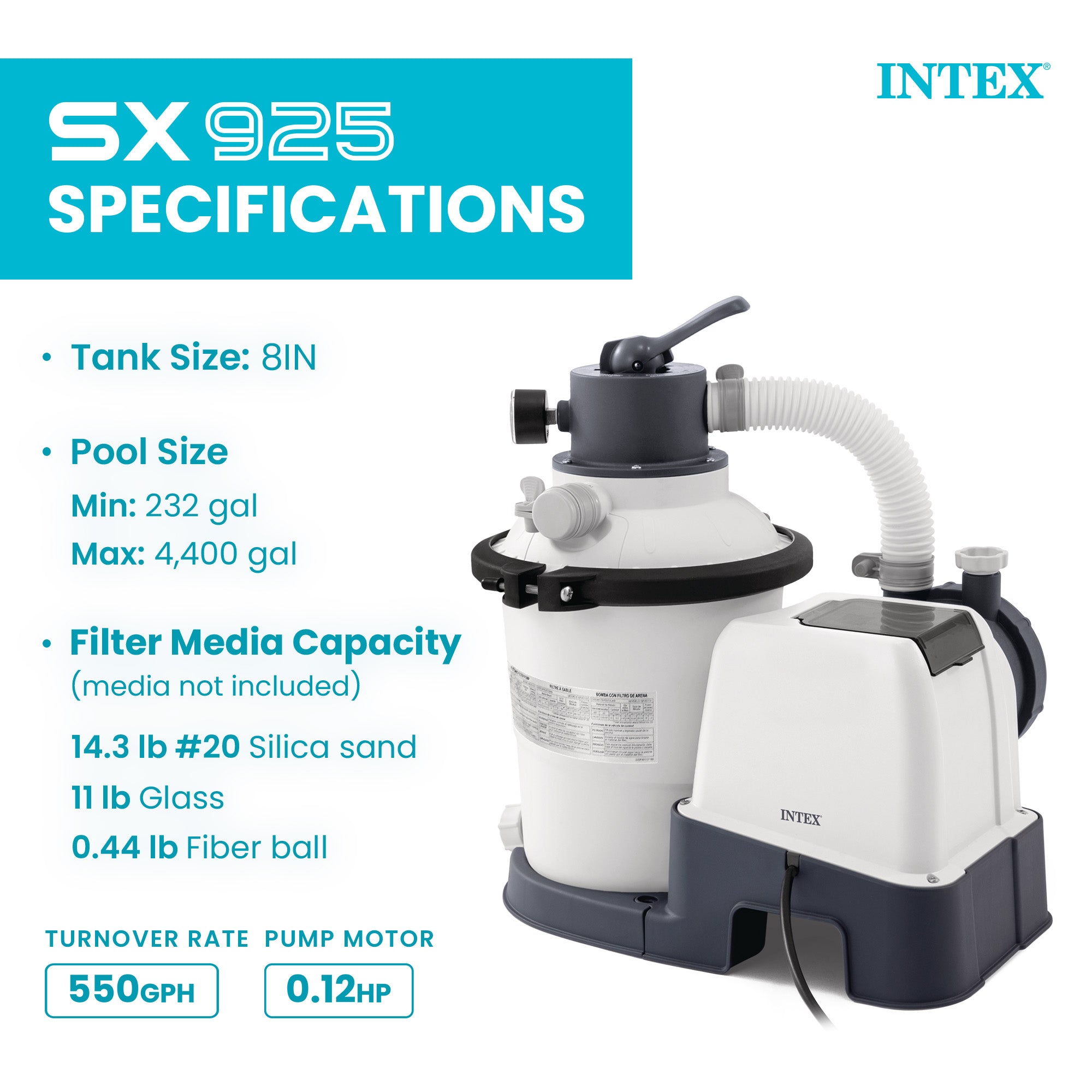 Intex 26641EG Krystal Clear Sand Filter Pump for 4,400 Gal Above Ground Pools
