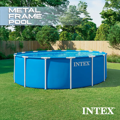 Intex 15ft x 48in Metal Frame Above Ground Pool Set with Pump & Cover (Used)