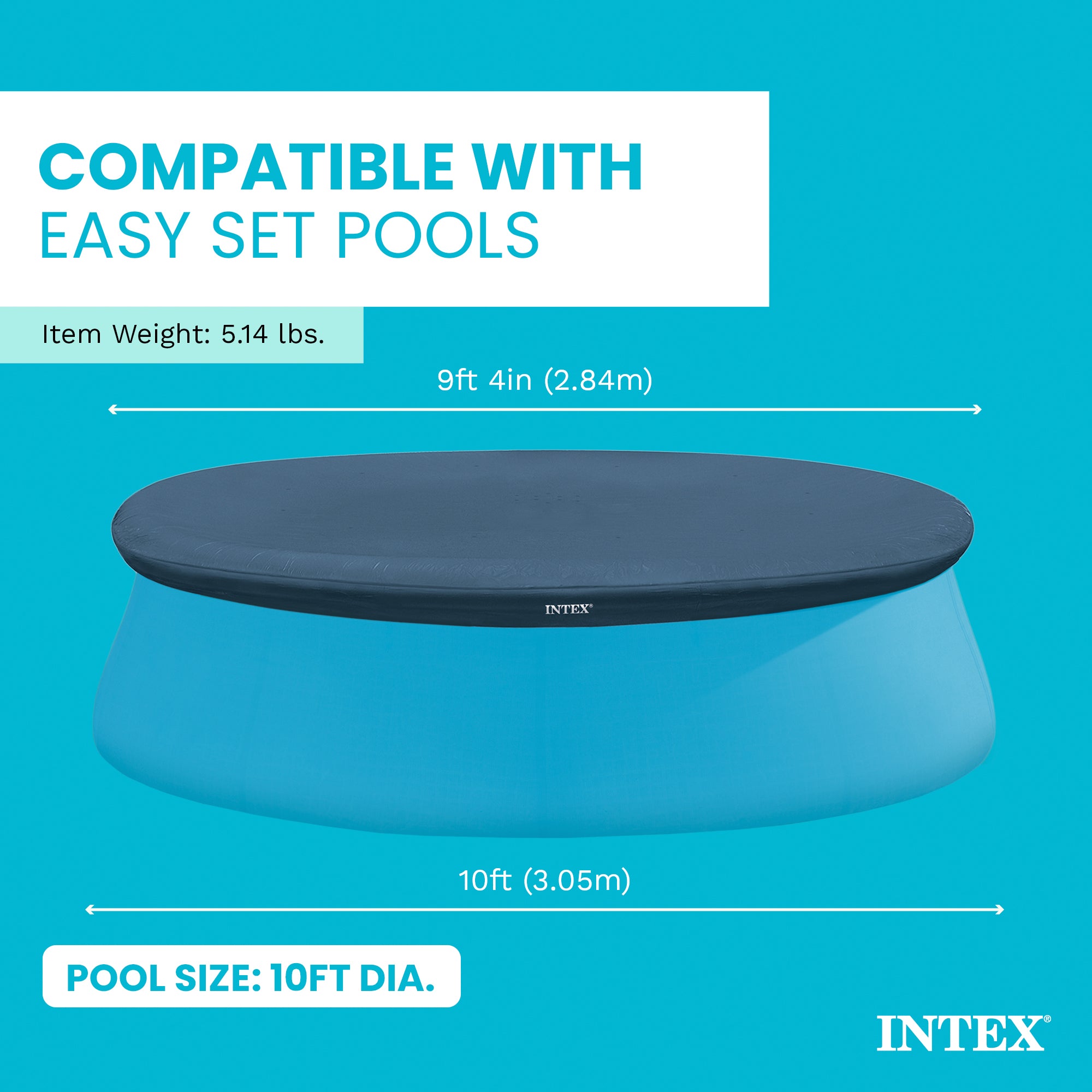 Intex 10 Foot Easy Set Round Above Ground Swimming Pool Debris Vinyl Cover, Blue
