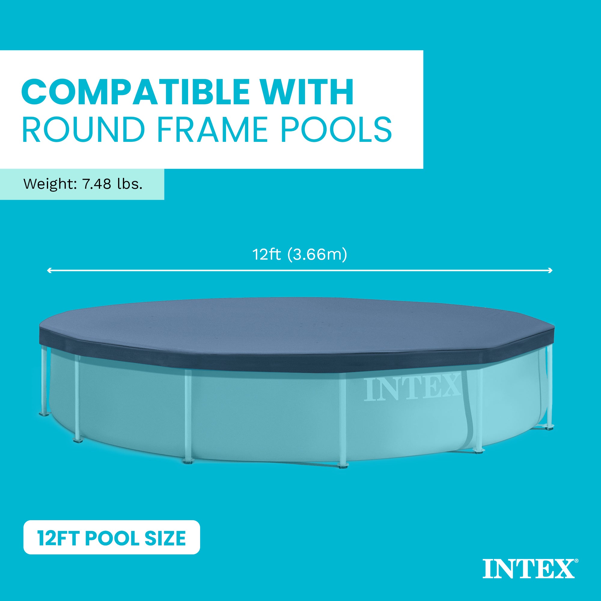 Intex 28031E 12 Foot Round Above Ground Swimming Pool Cover, (Pool Cover Only)