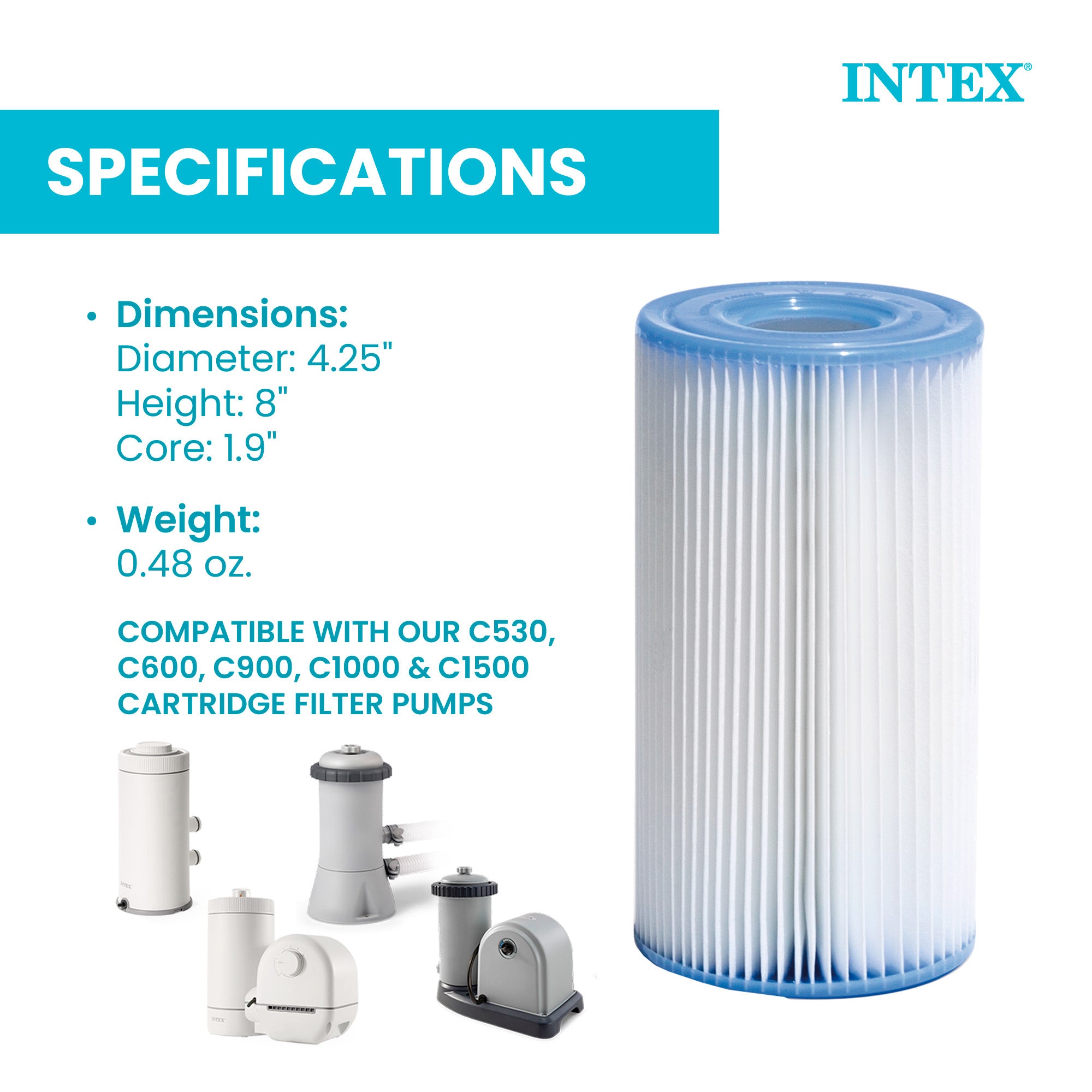 Intex 29000E Swimming Pool EasySet Type A & C Replacement Filter Pump Cartridge