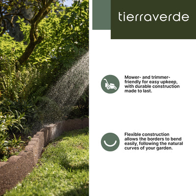 Tierra Verde 47"L Scallop Recycled Rubber Garden Border & Edging, Earth, 2-Pack