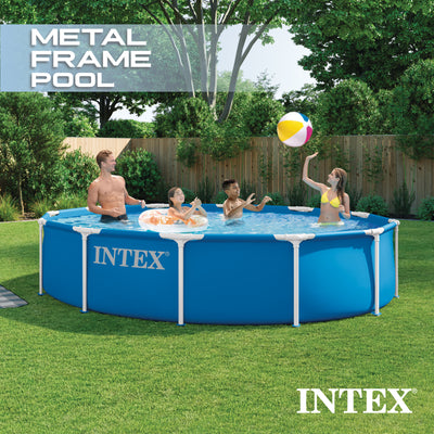 INTEX 12Ft X 30In Metal Frame Above Ground Swimming Pool, Pool Only (Used)