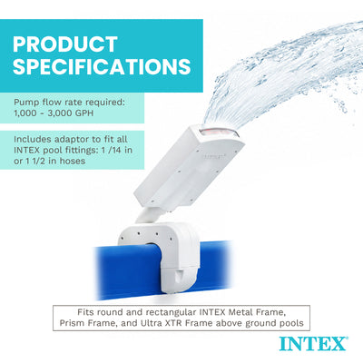 INTEX LED Pool Sprayer w/ Multi-Color Lights– Above-Ground Frame Pool Compatible