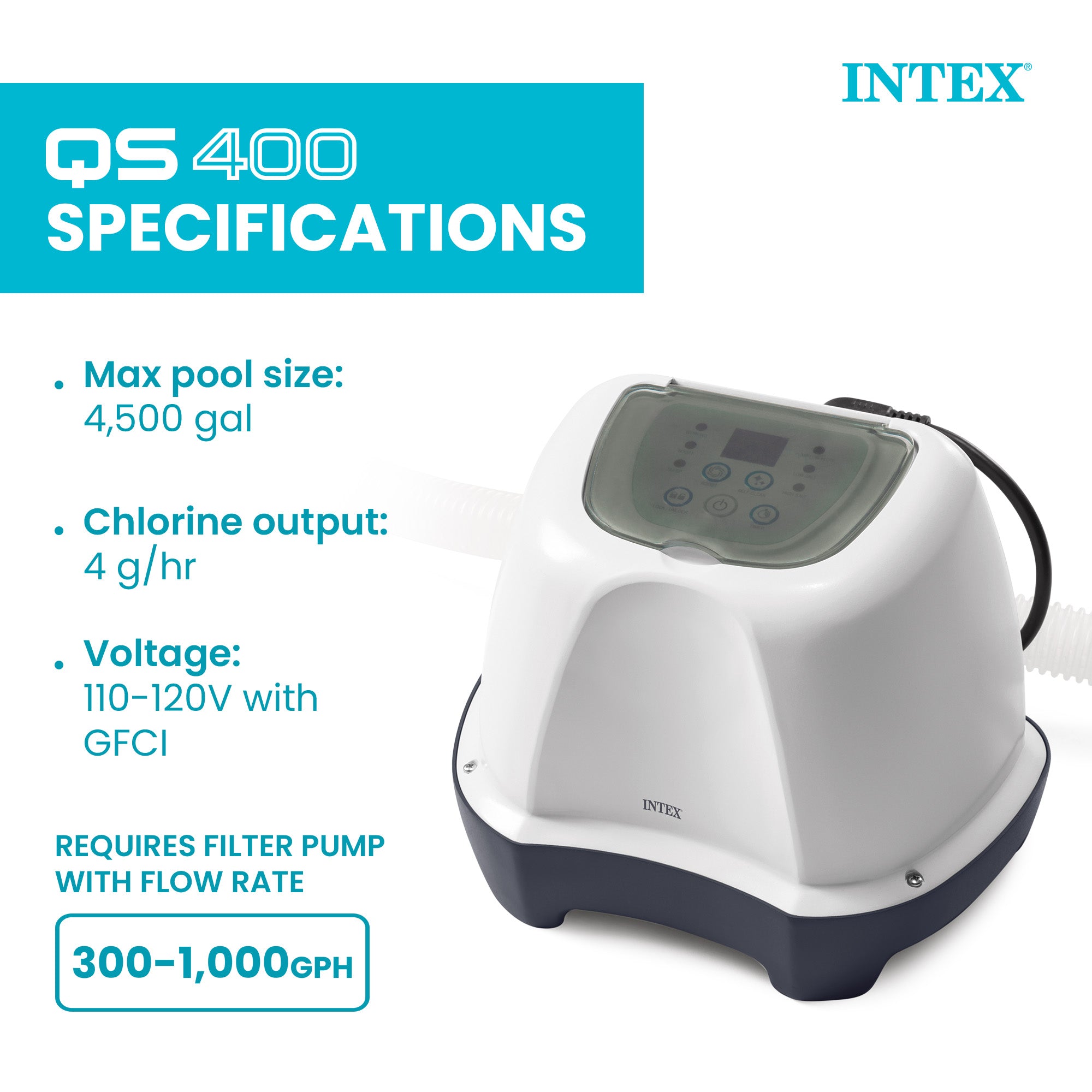 Intex Krystal Clear Pool Small and Sleek Saltwater System, 110-120V (For Parts) - VMInnovations