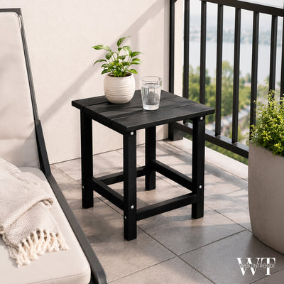 WestinTrends Malibu 14" Square Outdoor Side Table for Adirondack Chair, Black