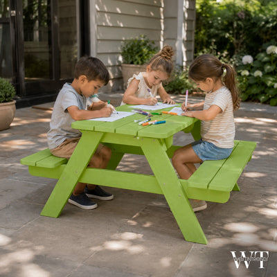 WestinTrends Malibu Indoor/Outdoor Patio HDPE Picnic Bench Table for Kids, Lime