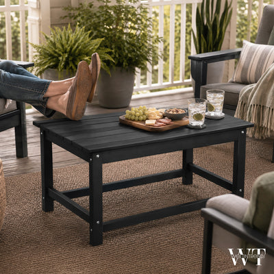 WestinTrends Malibu Outdoor Poly Lumber Coffee Table, 35.25 x 17.5 Inch, Black