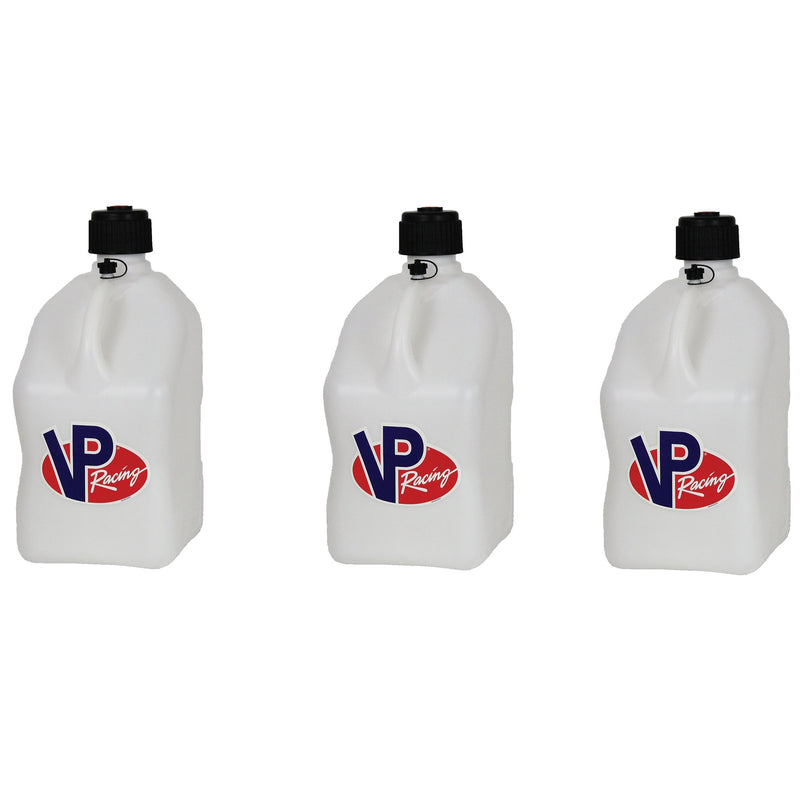 VP Racing Fuels Motorsport 5.5 Gal Utility Jugs w/ Deluxe Hoses, White (3 Pack)