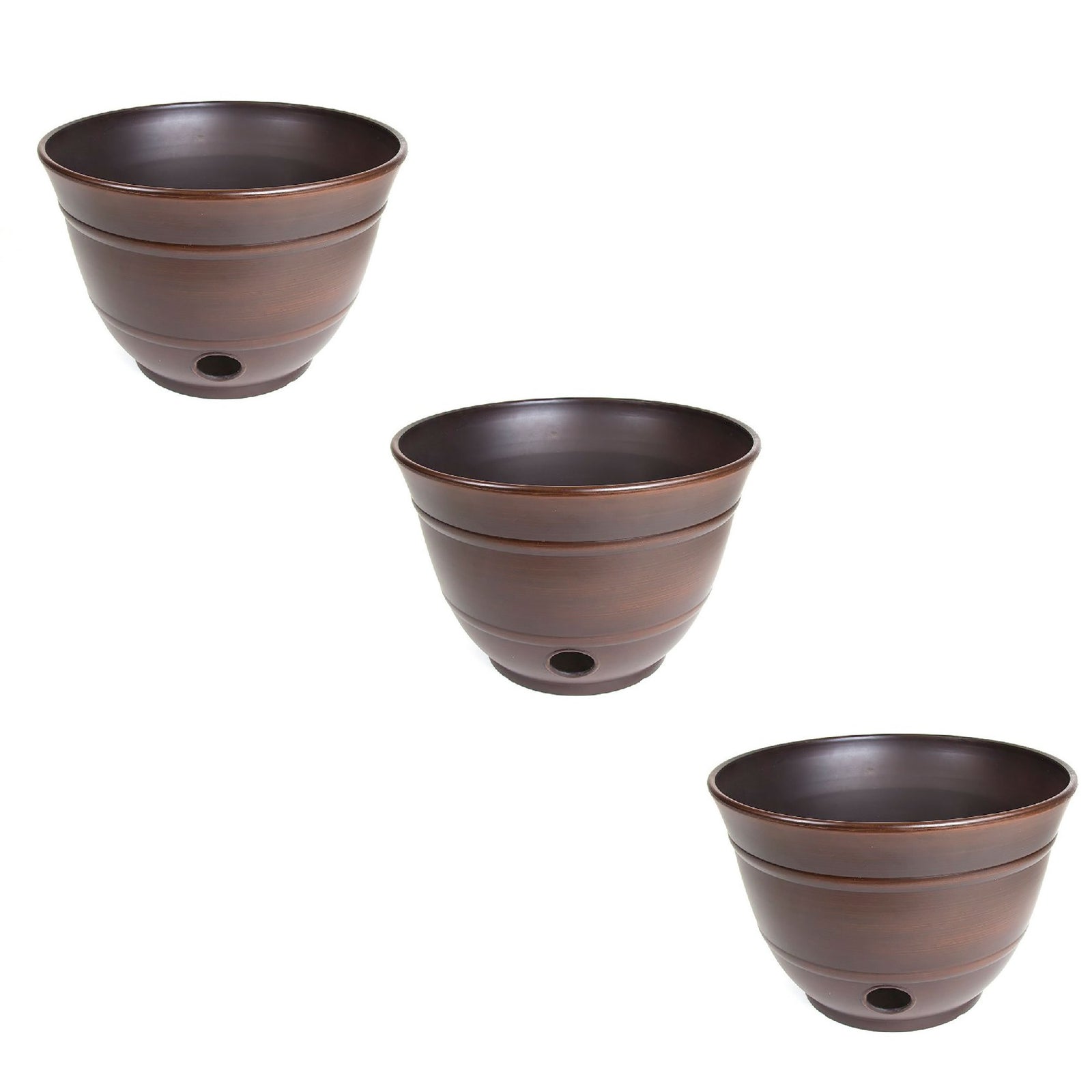 Liberty Garden Banded High Density Resin Hose Holder Pot with Drainage (3 Pack) - VMInnovations