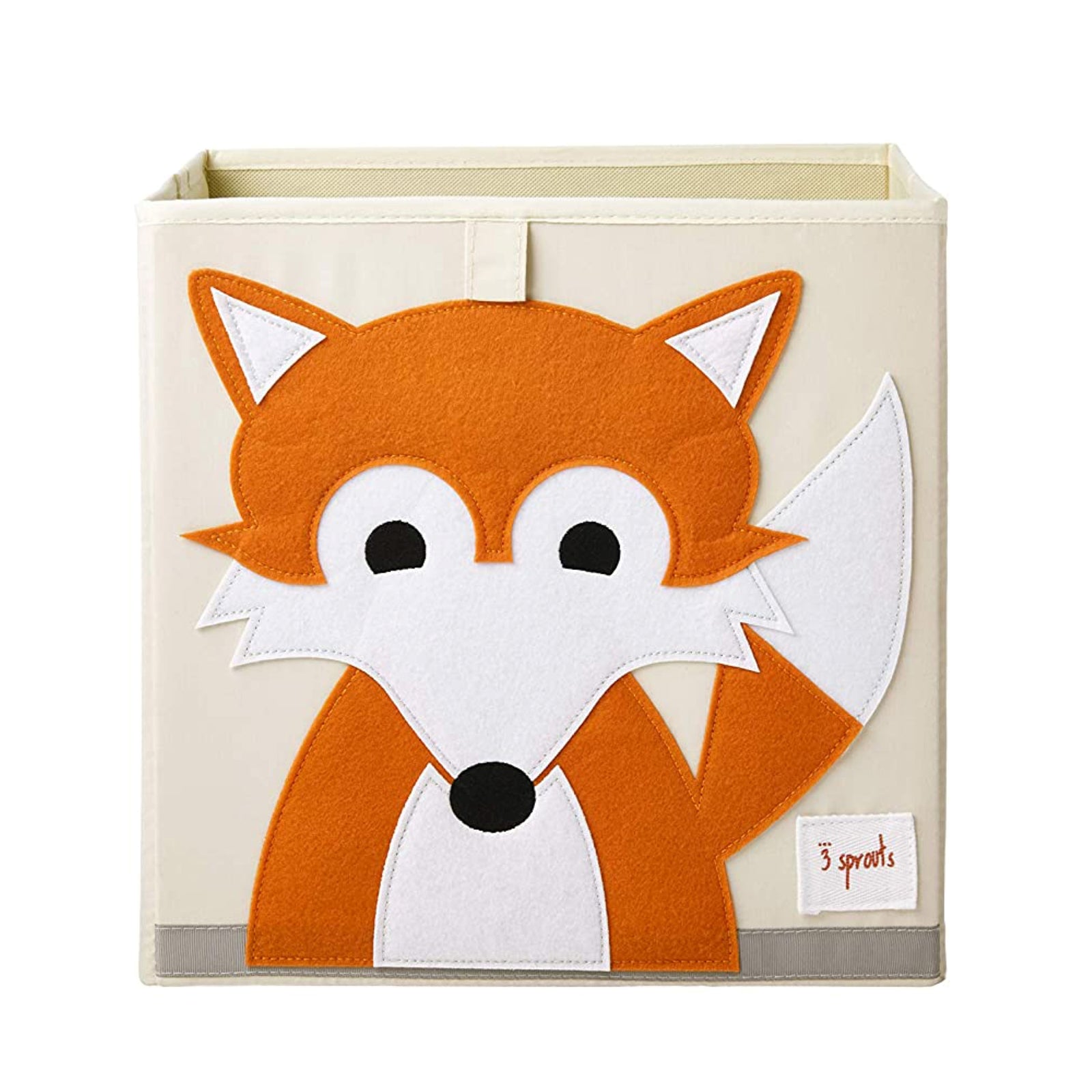 3 Sprouts Kids Childrens Fabric Storage Cube Bin Box, Orange Fox Design (Used) - VMInnovations