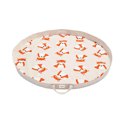3 Sprouts Convertible Toy Storage Bag and Portable Play Mat, Orange Fox Pattern
