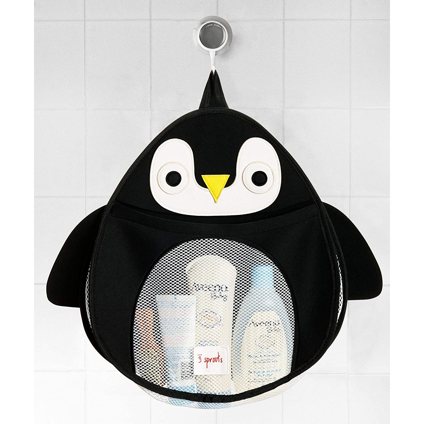 3 Sprouts Baby Hanging Suction Cup Large Bath/Shower Storage Organizer, Penguin