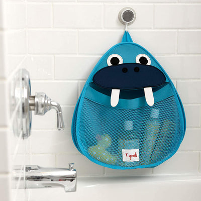 3 Sprouts Baby Hanging Suctioned Cup Bath/Shower Storage Organizer, Blue Walrus