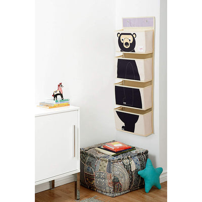 3 Sprouts Children's Nursery Room Wall Hanging Basket Storage Organizer, Bear