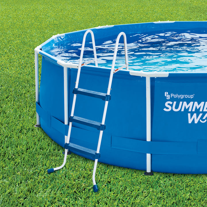 Summer Waves 36 Inch SureStep 3 Step Outdoor Above Ground Pool Ladder (Open Box)