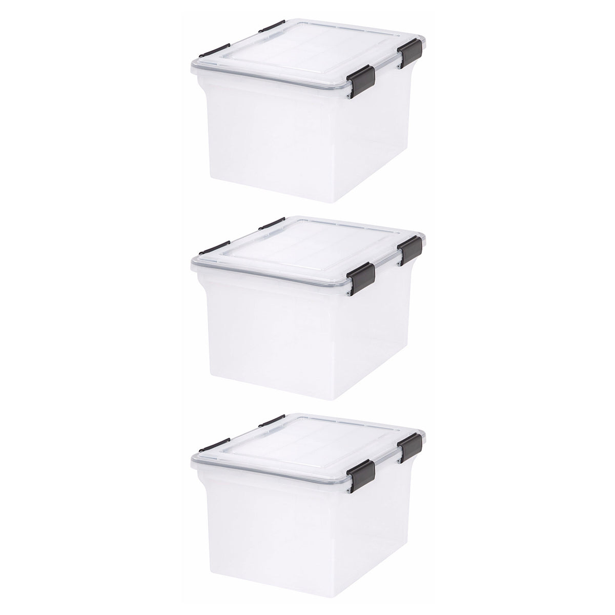 IRIS USA Letter and Legal Size File Box Storage Container, Clear (3 Pack)