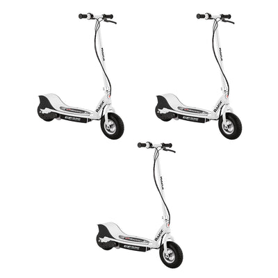 Razor E325 Adult Ride-On 24V High-Torque Motor Electric Scooter, White (3 Pack)